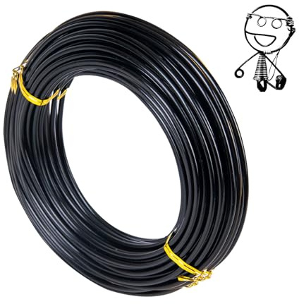 3mm x 20m basteldraht,aluminiumdraht,schmuckdraht,draht zum basteln,aluminium-draht,aluminium craft wire,bindedraht modellierdraht für dekoteile, DIY-skulpturen,kranzherstellung & bonsai-bäume-schwarz