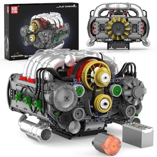 Mould King 10181 Technik Boxermotor Klemmbausteine Bausatz,Motor Technologie Sportwagen Elektromotorantrieb Kit Enthält Motor und Batteriekasten (2375 Teile+)