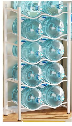 WOTZOV Porte-Bouteille d'eau, Organisateur de Carafe d'eau détachable Robuste, étagère de Rangement pour Carafe de Refroidisseur d'eau en Acier au Carbone pour garages,Blanc 67x35x141cm