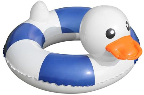 Bouée De Bain pour Enfant, Bouée Gonflable Rétro Rayée en PVC Bouées Piscine, Anneau Gonflable De Natation Anneaux De Bain en Forme De Canard pour Les Vacances À La Plage Et Les Fêtes De Piscine 27cm