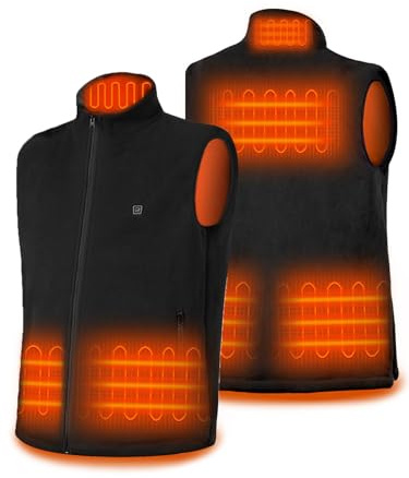 DR.PREPARE Chaleco Calefactable Hombre Mujer 6 Zonas Calefactables 3 Temperaturas Ropa Calefactable Chaqueta Calefactable para Esquí Motociclismo Senderismo y Pesca