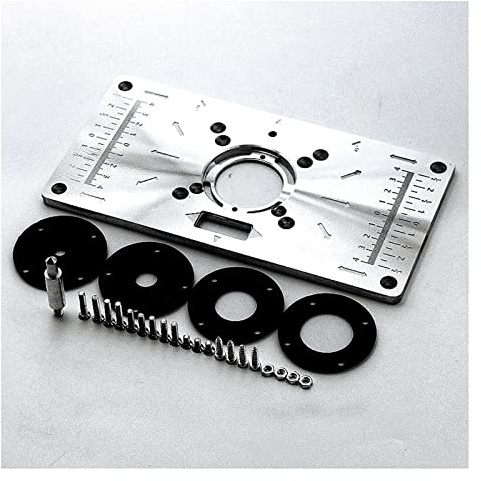 Mesa de enrutador de aluminio, mesa de placa de inserción for bancos de carpintería, placa enrutadora, herramientas de madera, fresadora con anillos Herramientas para trabajar la madera