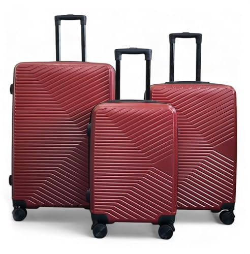 Infinity 3 Piece Luggage Sets Hard Shell Lightweight ABS Travel Cabin Case Holiday Suitcase Bags (3 Pcs Set Including Cabin,M,L) Red