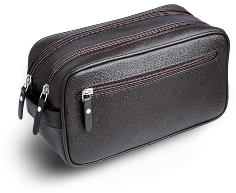 Orneli Kulturtasche aus vollnarbigem Rindsleder – mit wasserabweisendem Doppelfach – Reise-Kulturbeutel für Damen und Herren – Pariser Design – Echtleder
