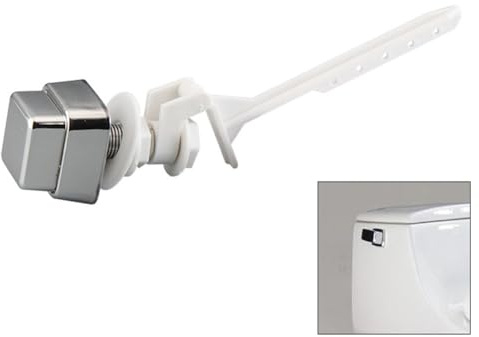 FACAIIO Toilettenspüler mit Druckknopf, Seitenhalterung für Wasser für Tankausflug, Hebelgriff, Ersatztoiletten, Silber und Weiß