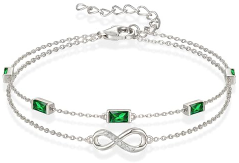 G&GEMSJEW Infinity Armband Damen- 925 Sterling Silber Layered-Armbänder für Damen, Armbänder Damen Mit Cubic Zirkonia Verstellbare Armband Schmuck für Damen Muttertag Valentinstag