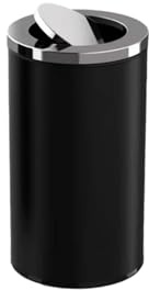 Largement utilisé Poubelle en Acier Inoxydable 15L/25L/50L, extincteur de fumée, Poubelle Cuisine Noire avec Couvercle pivotant, Corbeille à Papier for Le Bureau Domicile(Grand)