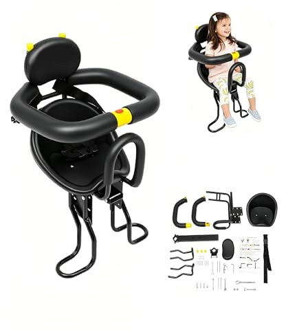 CLKAX Kinderfahrradsitz, 40-56cm Verstellbar Kindersitz Fahrrad Vorne mit Stoßdämpfer & Pedalschutzbügel, Max. 35kg für Kinder von 1-5 Jahren, geeignet für Mountainbikes, Citybikes & Falträder