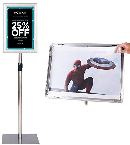 COSTWAY Infoständer A4, Informationsständer höhenverstellbar, Plakatständer, Kundenstopper, Präsentationsständer, Werbeständer, Posterständer, Aufsteller (Silber)