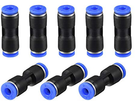 sourcing map Straight Push Connectors,4mm OD,Plastic Straight Union,Push to Connect Tube Fitting,Push Fit Lock,Blue,8pcs