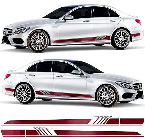 Auto-Dress Seitenstreifen Aufkleber Set/Dekor passend für Mercedes C-Klasse W205 - Motiv: AMG Flügel (210 Black Gloss)