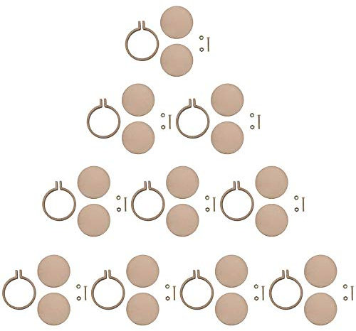 POFET 10 Stück Mini-Holzreifen, gestanzt für Kreuzstich, runder Stickrahmen, Kreuzstich, Kunsthandwerk, Bastelwerkzeug (3,5 cm × 3 cm, Außenmaß)