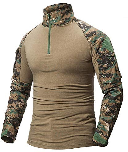 LiliChan T-Shirt Militaire à Manches Longues T-Shirt extérieur à Manches avec Fermeture éclair