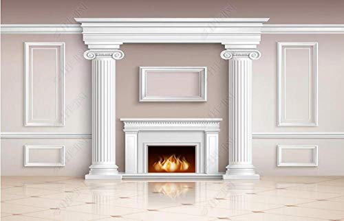 Fototapete 3d Effekt Tapeten Römische Säule Kamin Flamme Vlies Tapeten Wandtapete Wanddeko Wand Dekoration Schlafzimmer Wohnzimmer Wandbilder Wallpaper Deko 300x210cm