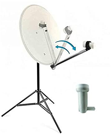 HDME Kit Camping Car Parabole Satellite Acier 60cm avec Bras Repliable + LNB Single 0,1dB 4k