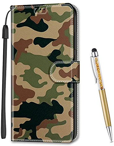 MadBee Compatible with iPhone 13 Mini Case 5.4 Inch, Full Body Colorful Pattern Design Flip Magnetic Detachable PU Leather Wallet Case Cover for iPhone 13 Mini (Camouflage)