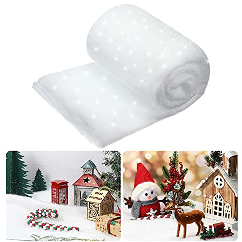 Skylety Weihnachten Schneedecke Set Glitzerte Künstliche Schneedecke Gefälschte Indoor Schneedecke Winter Wunderland Falsch Schneedecke für Hintergrund Party Dekor (1, 1,3 x 9,8 Feet)