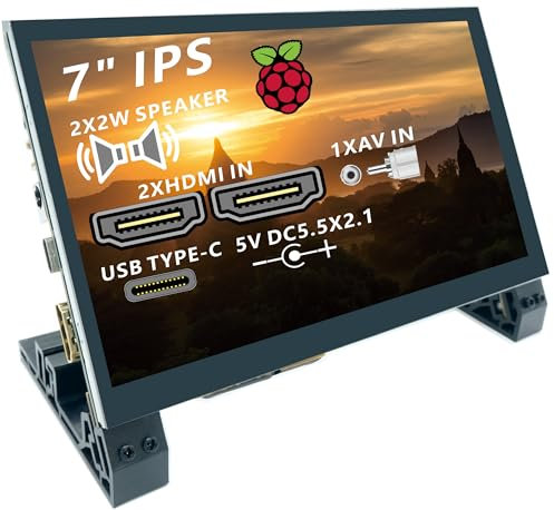 ElecLab Raspberry Pi Touchscreen Monitor 7 pollici HDMI Display LCD capacitivo 1024x600 RS232/RS485 Staffa per altoparlante per Raspberry Pi 4B 3B+3B 3A+ 2B B+..