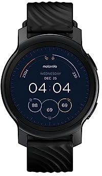 Motorola Moto Watch 100 – 42 mm Smartwatch, bis zu 14 Tage Akkulaufzeit, 24/7 Pulsmessung, SpO2, wasserabweisend mit 5 ATM, kompatibel mit iOS Android - Phantomschwarz