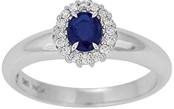 JC Trauringe Damenring Solitär-Ring 585 Weißgold Verlobungsring mit Diamanten und einem Saphir Vorsteckring 138 034SA6 (55 (Ø 17,5 mm), 0.11)