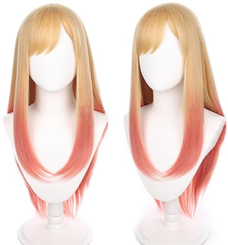 Liamiona Anime Cosplay Wig Yellow Gradient Long Straight Hair Kawaii Cute for Halloween Party