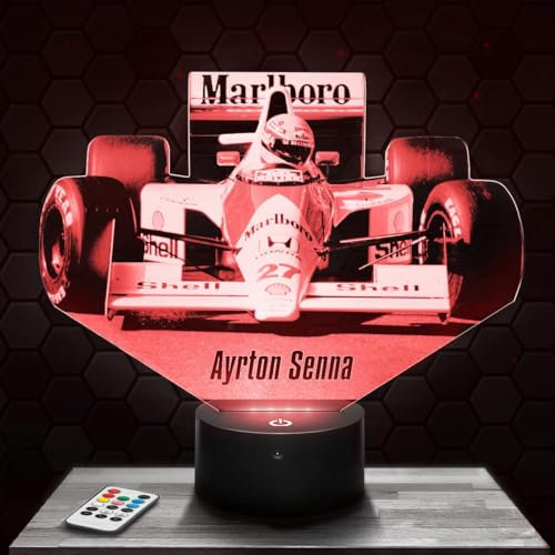 Nachttischlampe - Touch-Nachtlicht Formule 1 F1 - A. Senna 3D-LED-Lampe Illusion, Geschenkidee Weihnachten Geburtstag Junge und Mädchen Nachttischlampe Kinder- oder Erwachsenenzimmer TOP