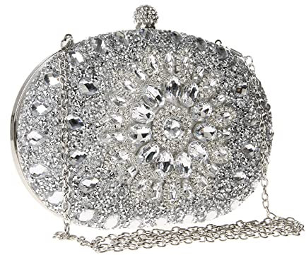 COAIMANEY Damen Clutch mit glitzernden Strasssteinen, Abendhandtasche Umhängetasche für Hochzeit, Party, Abschlussball