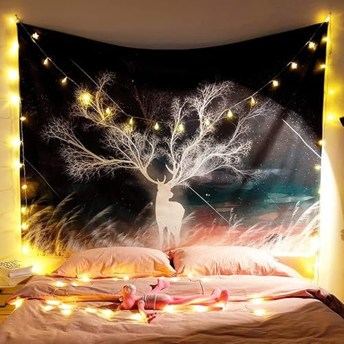 KARMA-X Großer 72x93CM Heiliger Hirsch Wandteppich Wandbehang | Wandtuch Tuch Tapestry | Wanddeko für Wohnzimmer Geschenk ästhetisch