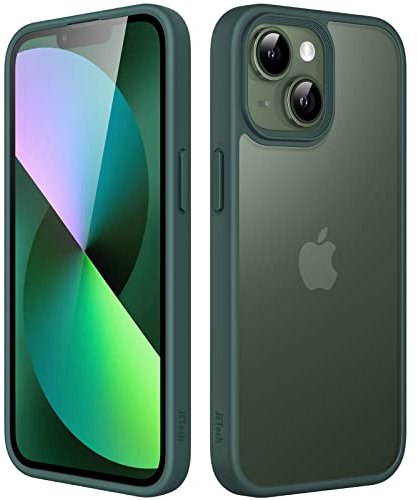 JETech Matt Hülle für iPhone 13 6,1 Zoll, Stoßfest Militärstandard FallSchutz Handyhülle, Mattierte Durchscheinende Rückseite Schutzhülle, Anti-Fingerabdruck (Dunkelgrün)
