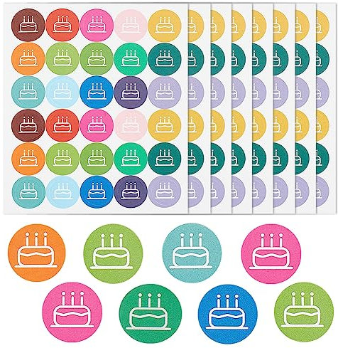 OLYCRAFT 2400 Stück/80 Blatt Kuchenaufkleber Planer Kalenderaufkleber 12.5 mm Kuchen Geburtstag Planaufkleber Kalenderaufkleber Selbstklebende Abziehbilder Für Tagespläne DIY Scrapbooking