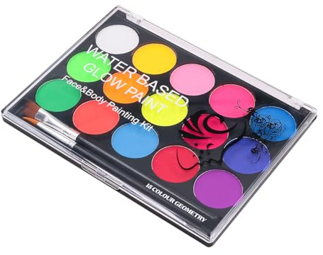 CENPEK Fluoreszenzfarbe Gesichtsfarben Kinderschminke Set Für Theaterschminke Karnevalsschminke 15 Farben Sichere Körperfarben