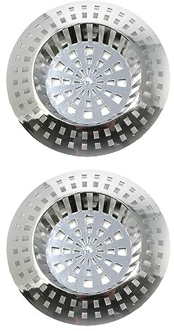 fiXte Chrome Plated Sink Shower Strainer Plug Hole Basin Filter Cover Hair Trap Large (41-57mm) (Pack of 2)