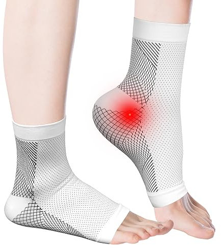 MSISILY Neuropathie Socken Orthopädische Kompressionssocken Knöchelbandage Fussbandagen Fußbandage Sprunggelenk Plantarfasziitis Medizinisch Kompressionssocken Herren Damen(Weiß, S-M)