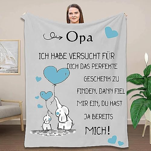 ACCZ Personalisierte Kuscheldecke für Opa - Geschenk von Enkel für Geburtstag, Weihnachten und Danksagung - Beste Opa Decke