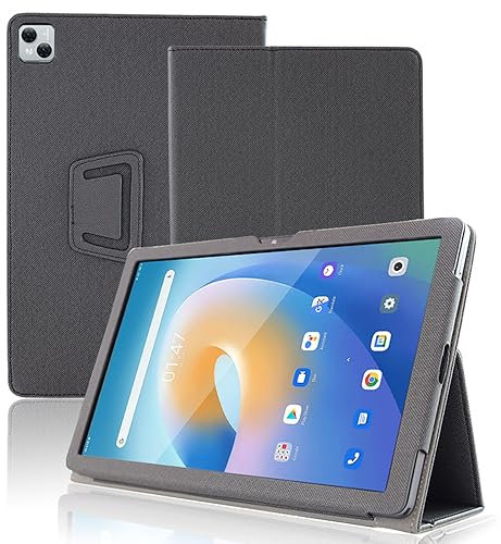 AKNICI Tablet Hülle für DOOGEE T10S / DOOGEE T10 / DOOGEE T10 Pro Tablet 10 Zoll, Ultra Dünn PU Leder Abdeckung Klappständer Case Cover Schutzhülle mit Handschlaufe Magnet (Schwarz)