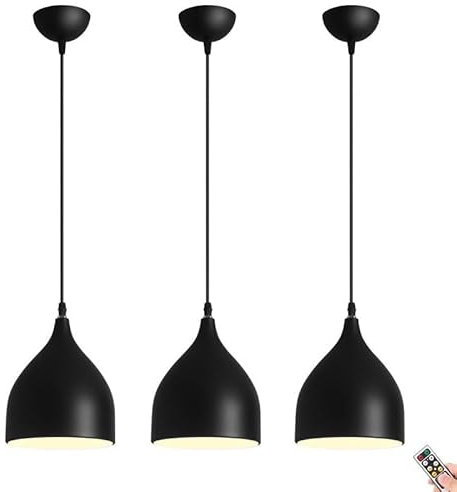 KEFA Battery Operated Pendant Light with Remote, Indoor No Wiring Ceiling Hanging Light, Modern Wireless Pendant Lighting Chandelier Fixture for Kitchen Island Dining Room Living Room Farmhouse (Colo