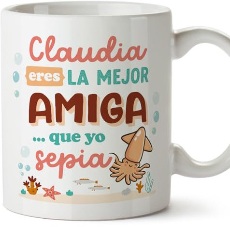 MUGFFINS Tazas Personalizadas para AMIGA - En Español - Mejor que yo Sepia - 11 oz / 330 ml - Regalo personalizable original y divertido