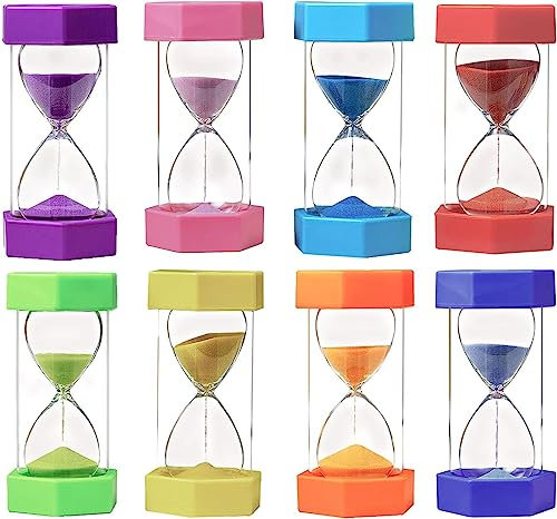 Températeur de sable, minuteur de douche, horloge Grand lot de 6 sabliers, sablier for enfants, 1/3/5/10/15/30 minutes, anti-casse, minuterie colorée for brosse à dents for enfants qui jouent. ( Color