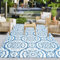Capslpad Outdoor-Campingteppich 150x245cm Wasserdichter Outdoor-Terrassenteppich Reversibler Kunststoff-Strohteppich Tragbar Blumen-Picknick-Teppicht für Patio Hinterhof Strand Zelt Garten Dekor, Blau