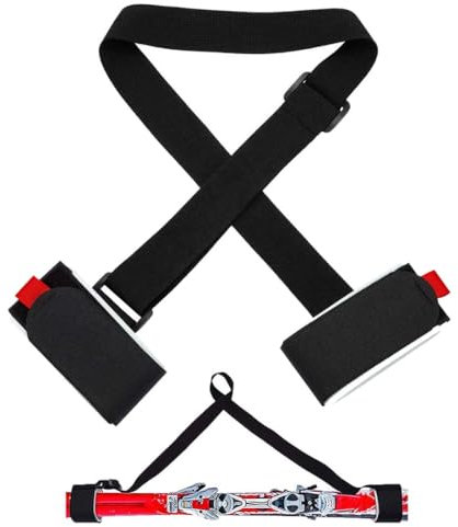JTKREW 1 Stück Ski Tragegurt Skirucksack Skitasche Einstellbar Verstellbar Schultergurt Träger Klettverschluss Zubehör Skistöcke Wintersport Winterurlaub für Erwachsene & Kinder