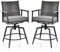 COSTWAY 2er Set Barhocker 360° drehbar, Gartenstühle mit 2-lagiger PE-Rattan-Rückenlehne, abnehmbarem gepolstertem Kissen, Fußstütze & Metallrahmen, Barstühle für Balkon, Garten & Poolbereich