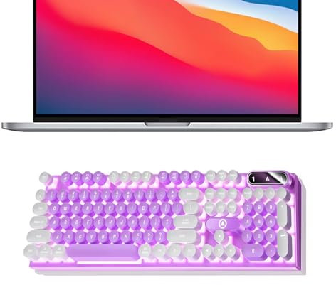 Teclado brillante, teclado brillante | Teclado mecánico retro punk con retroiluminación - Tapas redondas, 104 teclas, clavie PC para jugadores, Máquinas
