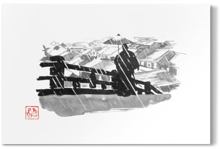artboxONE Galerie-Print 120x80 cm Samurai im Regen hochwertiges Acrylglas auf Alu-Dibond Bild - Wandbild von péchane