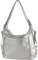 modamoda de T249 Damen Rucksack Schultertasche 2 in 1 aus Leder handmade in Italy, Farbe:Silber-Metallic