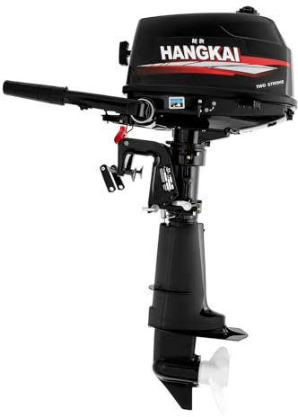 Konfiur Außenbordmotor, 2-Takt 6 PS 102cc Benzin Außenbordmotor, 5500r/Min 1 Zylindern Benzin Bootsmotor Wasserkühlung Bordmotor mit CDI System für Schlauchboote Fischerboote, Schwarz