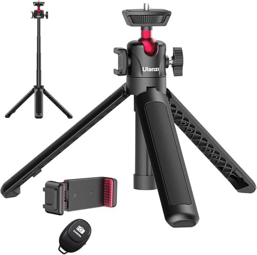 Ulanzi MT-16 Perche à selfie avec déclencheur à distance, support de téléphone portable, trépied de table pour webcam, appareil photo, mini trépied pour smartphone iPhone Samsung