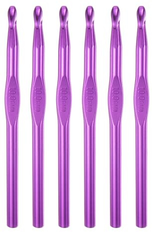 sourcing map Aluminum Crochet Hook 10mm US Size N (Size 15P) Knitting Needles for DIY Craft Yarn Pink 6Pcs