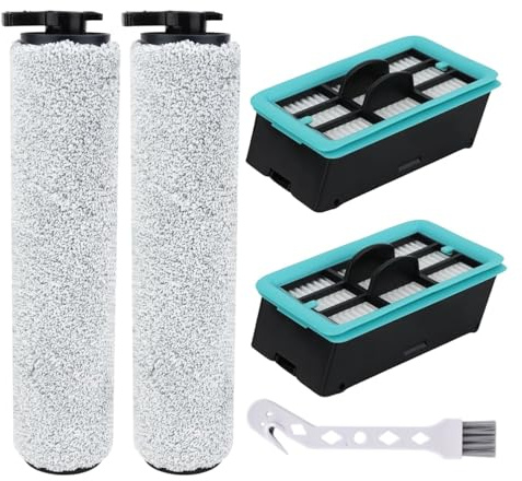 3831 Brush Roll and Filter Replacement Parts for Bissell Crosswave Hard Floor Expert Vacuum 3831 HF2 3845N 3847 3848 4 Pack for Floor Scrubber Wet Dry Vacuum Accessory Kit, 2 Brush Rolls & 2 Filters
