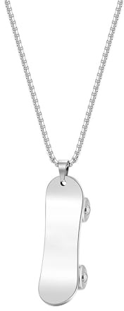 PAURO Herren Personalisierte Edelstahl Skateboard Anhänger Charme Halskette Hip Hop Schmuck