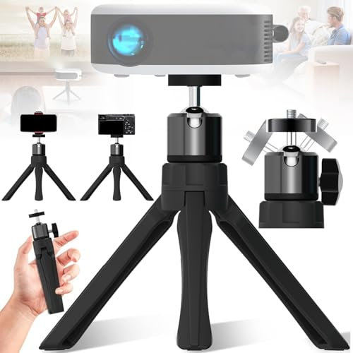 dcas Mini Projector Tripod, Adjustable Tripod with 360° Rotatable Ball Head, Compatible with Projectors, Cameras, Smartphones, Black